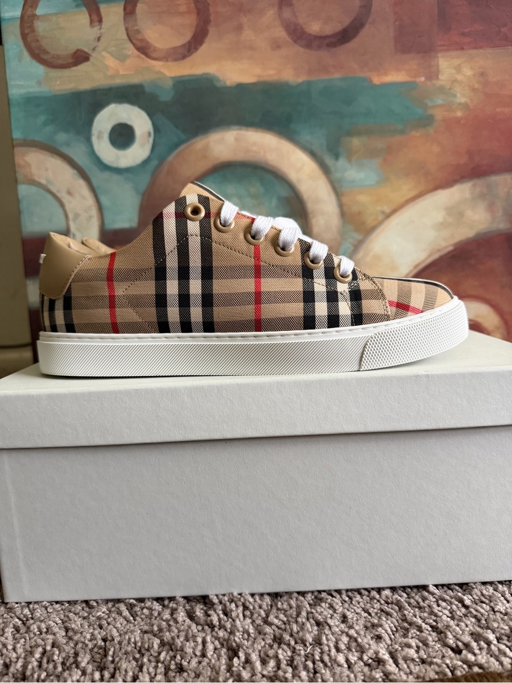 Burberry Archive Beige Nova Check Low Top Sneakers